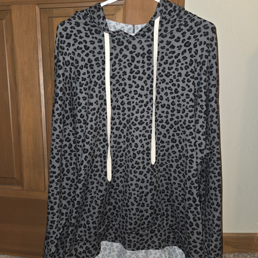 White Birch Gray and Black Leopard Hoodie